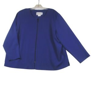Vtg Stephanie Thomas Royal Blue Zip Front Jacket Women Size 20 Made in USA